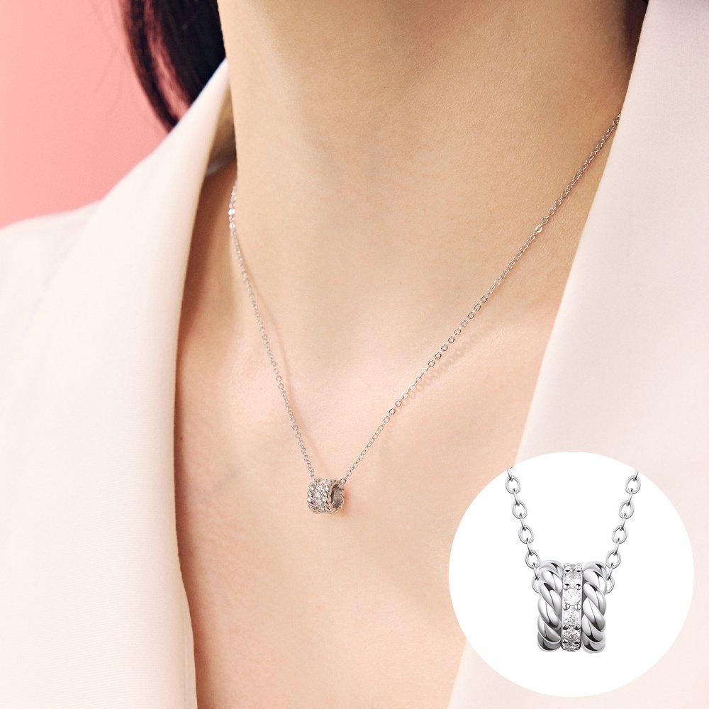 [Rosemont] Silver Cylinder Necklace Tangle Ra25B18A