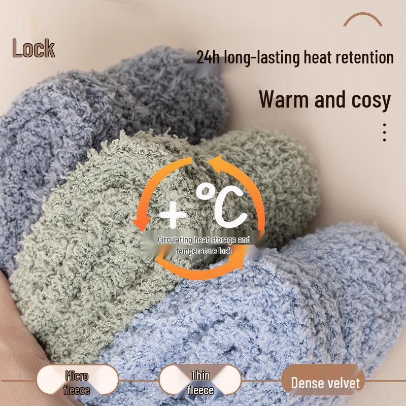 Men's Fleece-Lined Winter Home Socks - Thick Cozy Floor and Sleep Socks