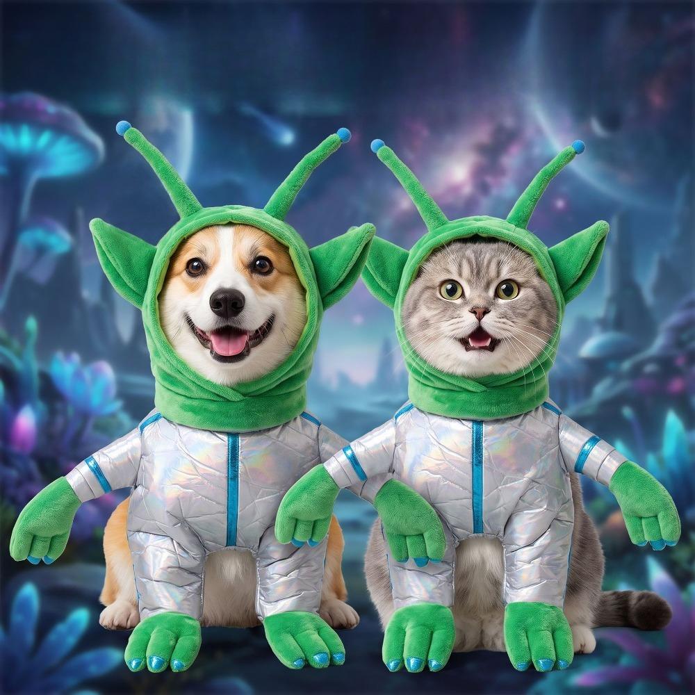 Pet Alien Transformation Outfit Creative Design Fashionable Cat Dog Clothing Party Dressing Photography Colorful Laser Fabric