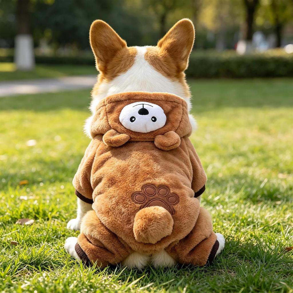 Warm Coral Fleece Dog & Cat Costume for Autumn/Winter - Suitable for Teddy, Corgi, and More