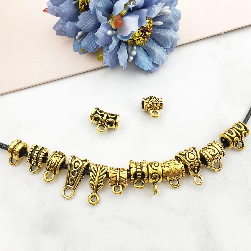 Antique Gold Alloy Metal Charm Pendant CharmClip Clasp Bail Beads Hanging Connectors for DIY Bracelet Necklace Jewelry Making