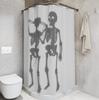 Funny Skeleton Couple Halloween Shower Curtain With Wedding Theme Pattern, Humorous Bathroom Decor For Couples Gift Idea