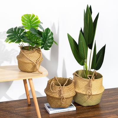 WCIC New Home Hanging Flower Basket Seagrass With Hanger Rope Home Decor