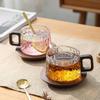 High Temperature Resistant Glass Tea Cups Wooden Handle Water Cups Stylish Milk Juice Cups  Gift