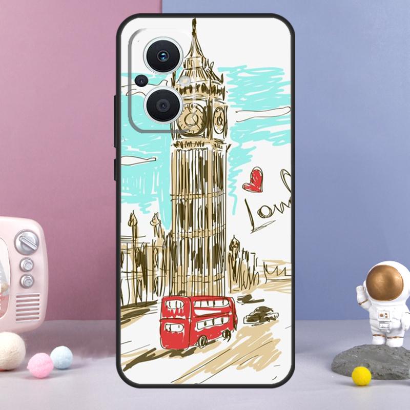 London Red Bus Big Ben Funda For OPPO Reno 12 F 11F 13F 14F 10 11 13 14 Pro 7 8 Lite OPPO Find X9 X6 X5 X8 Pro Case