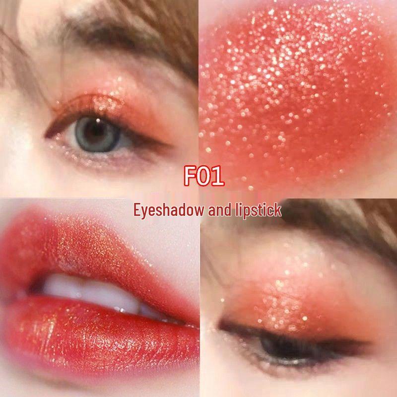 Feiqing Schimmernder Meerjungfrauen Lippenstift & Lidschatten Duo - Kartoffelviolett, Tomatenrot, Grapefruit Perlmutt