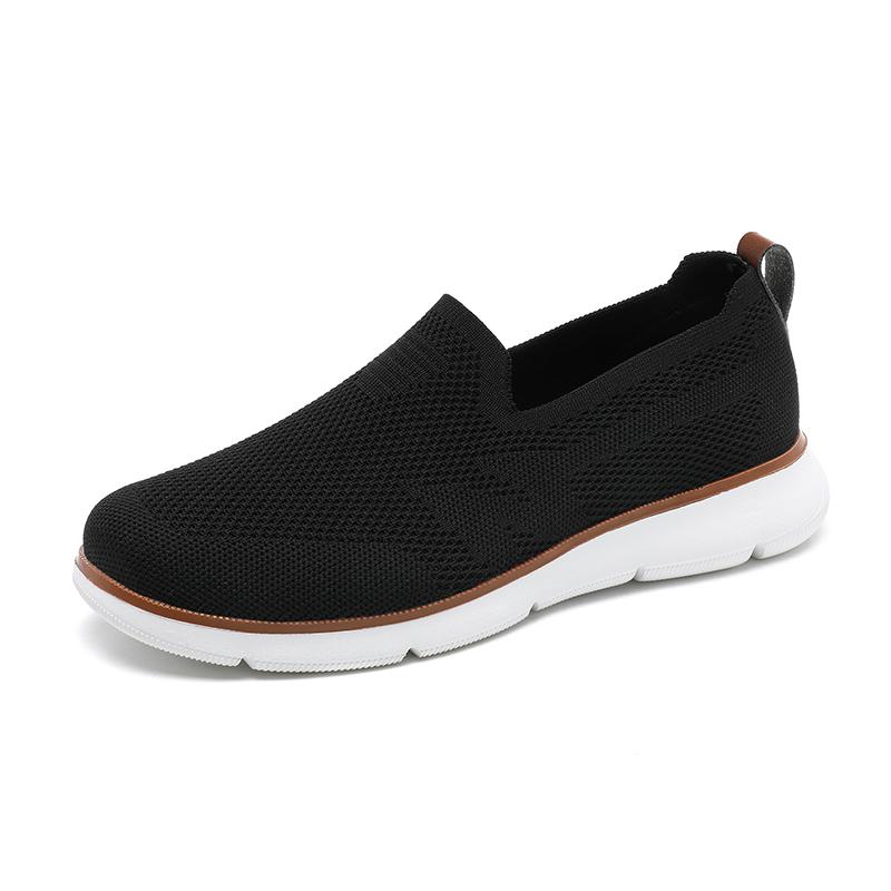 Fashion Retro Style Men's Casual Shoes Lightweight Knitted Walking Shoes Breathable Mesh Outdoor Traveling Flat Shoes