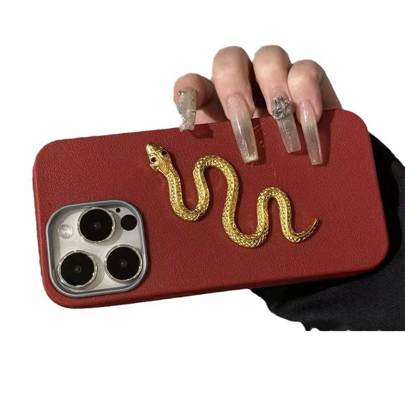 Snake-shaped Small Golden Apple 16 Pro Max/15 Pro Shockproof 12 Pro Trendy 13 Pro Phone Case 14 Pro New Model