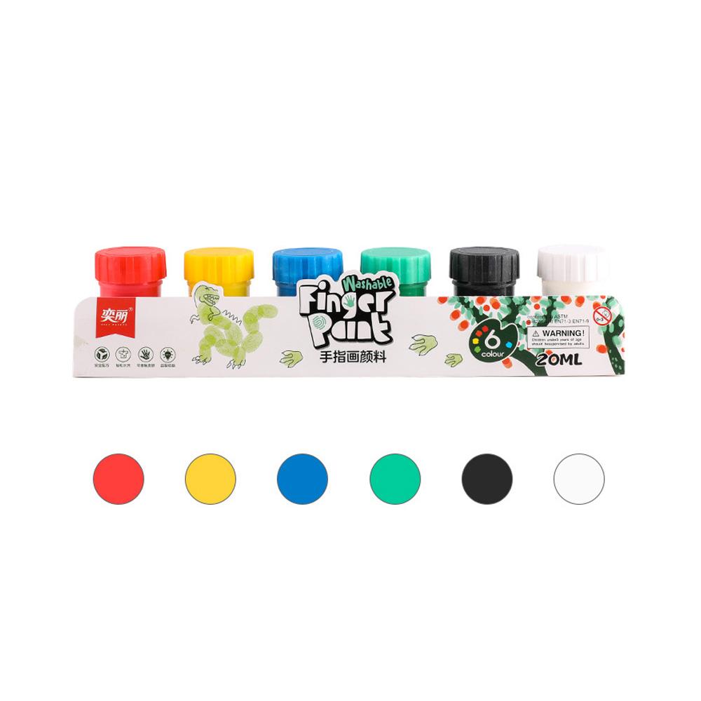 

Набор из 6 ярких цветов для детей, 20 мл, моющиеся краски, 1 кисть, безопасная и 6 colors