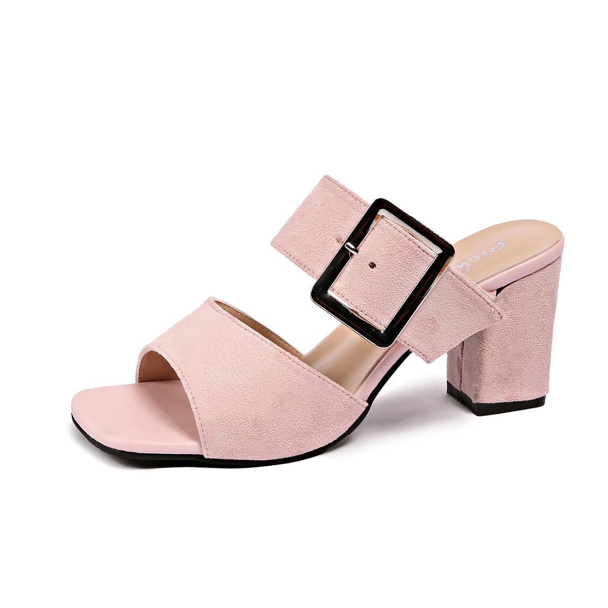 

Fashion Summer Casual Women Sandals Fashion Sexy Open Toe Thick Heel Ship-on High Heels PINK Wedding Party Dress Shoes 42 розовый