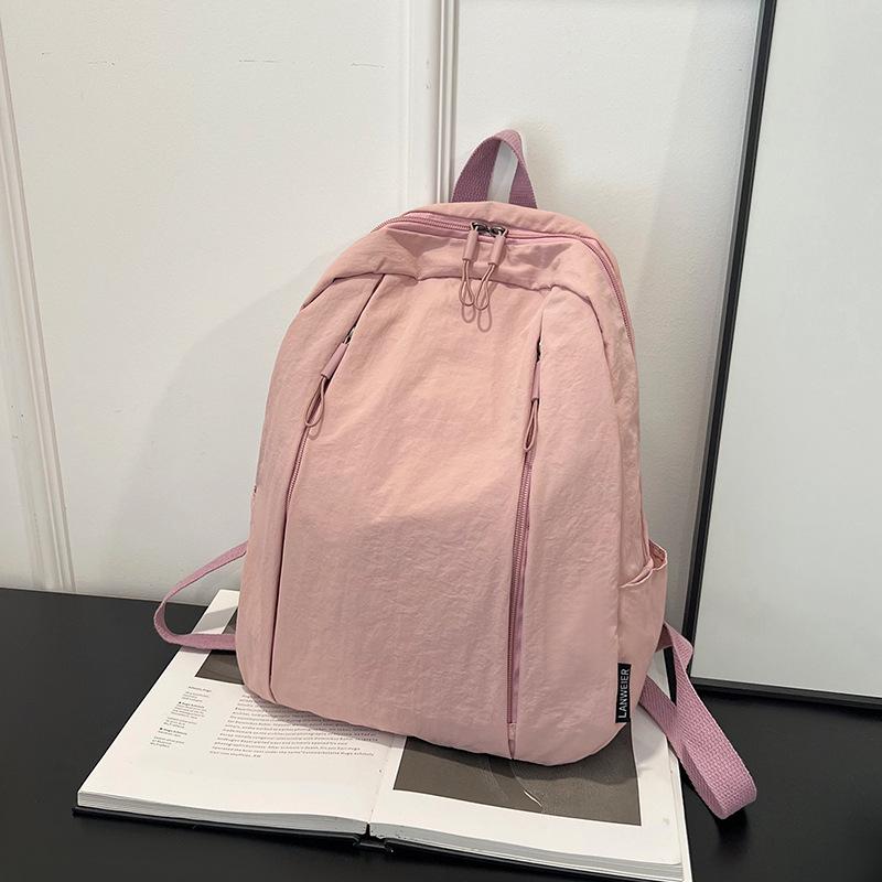 Schoolbag Large Capacity Commuter Simple Schoolbag 1011 New Versatile Casual Fashion Backpack Niche Design Solid Color Backpack