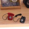 Dollhouse Miniature Red Black Vintage Telephone Model Retro Desk Phone Living Room Scene Simulation Home Furniture Decor Accesso