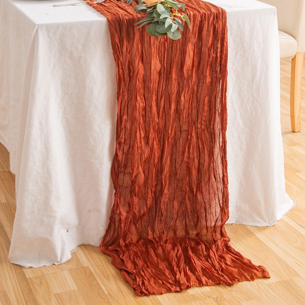 90x400cm Käsetuch Tischläufer Polyesterfaser Weicher Glatter Stoff Stoff Tischläufer Zarte Durchbrucharbeit Gefalteter Tischläufer