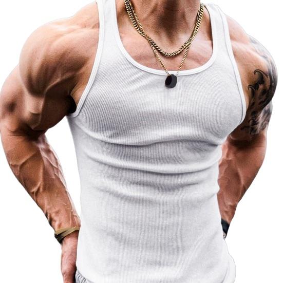 Erkekler Yaz Yelek O-Boyun Kolsuz Slim Fit Tank Üstleri Geniş Omuz Askıları Nervürlü Düz Renk Rahat Spor Yelek Çabuk Kuruyan Spor Üst
