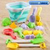 Přeshraniční dětská plážová hračka: Skládací kbelík, lopatka, pískové nářadí a přesýpací hodiny příslušenství