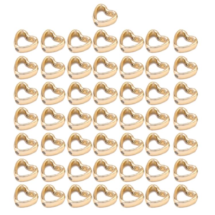 Pack of 50 Fashionable Heart Shaped Double Hole Beads CCB Material Hollow Hearts