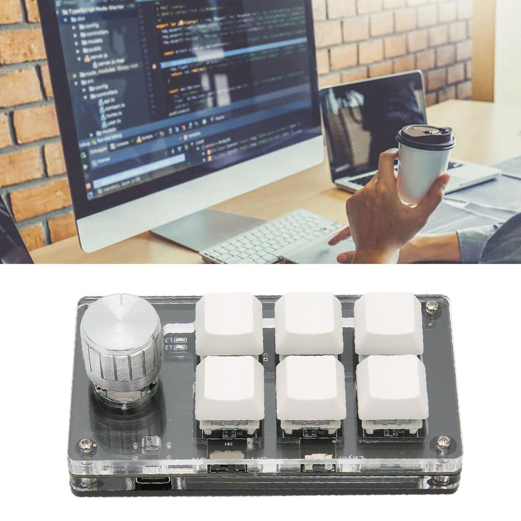 6 Key Keypad with Knob Blue Wired USB Wireless Dual Mode Connection Programmable Mechanical Keyboard