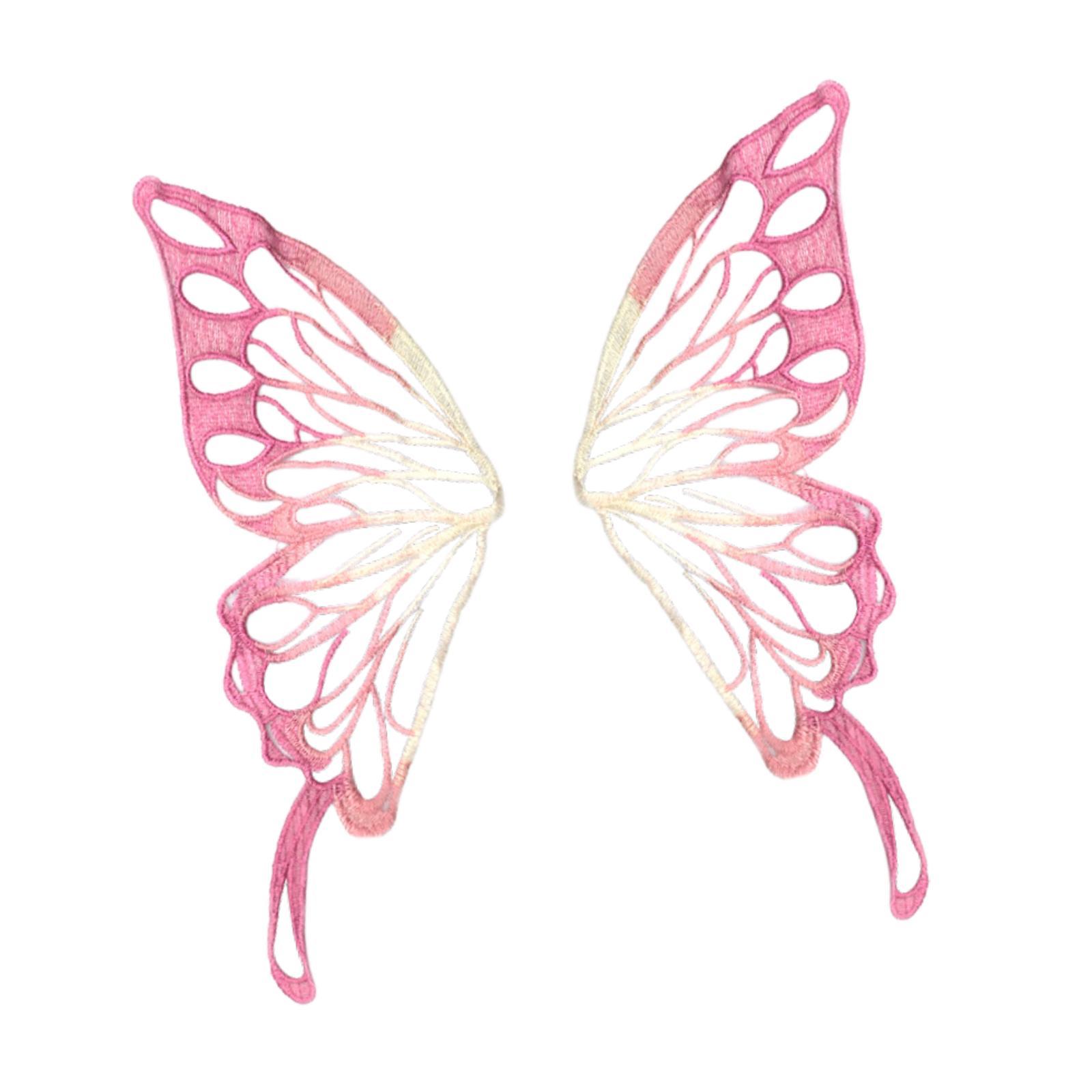 1 Pair Butterfly Lace Applique Embroidery for Sewing Craft Curtain Ornaments красный