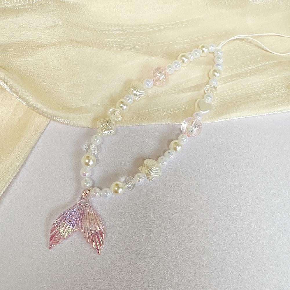 Fish Tail Mobile Phone Lanyard Shell Cell Phone Strap Jewelry Gift Bead Phone Chain  Woman Girl