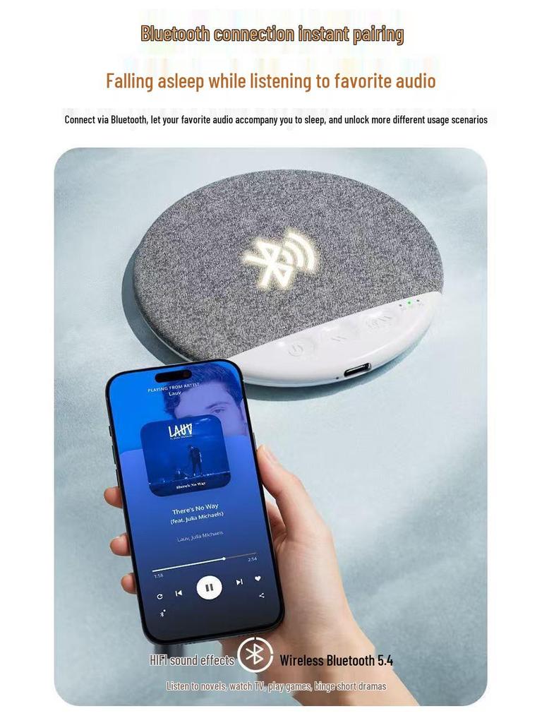 Ultra-Thin Bluetooth Sleep Speaker with Pillow Timer and Long Battery Life for Home Use