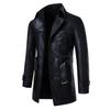 Men's medium and long leather trench coat Korean version suit collar leather jacket casual trend belt jacket men
