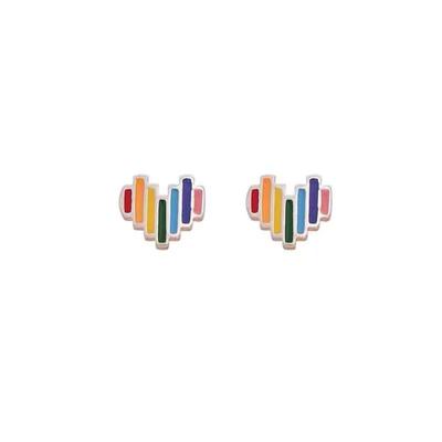 Colorful Heart Shaped Stud Earrings Women Girls Alloy Simple Fashionable Earrings for Dating Party