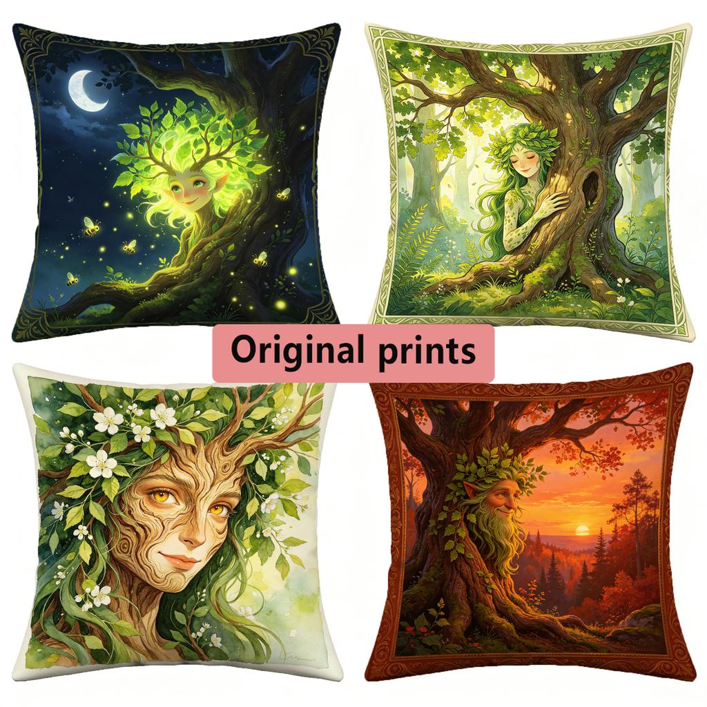 Forest Spirit Tree Of Life Throw Pillow Covers Pattern Cushion Cover Suitable For Sofa Bedroom Car Pillow Cover