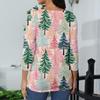 Women's Casual Fashionable Sexy Comfortable V-Neck Christmas Three-Quarter Sleeve Top
