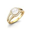925 Sterling Silver Gold Vermeil 2.22 Cts Cushion Pearl Solitaire With Accent Split Shank Wedding Women Ring