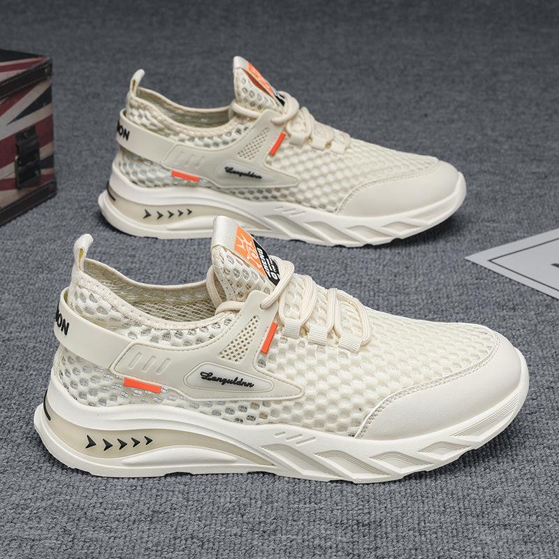 Mesh men's shoes new summer breathable hollow thin large mesh shoes lightweight soft sole casual running sports shoes