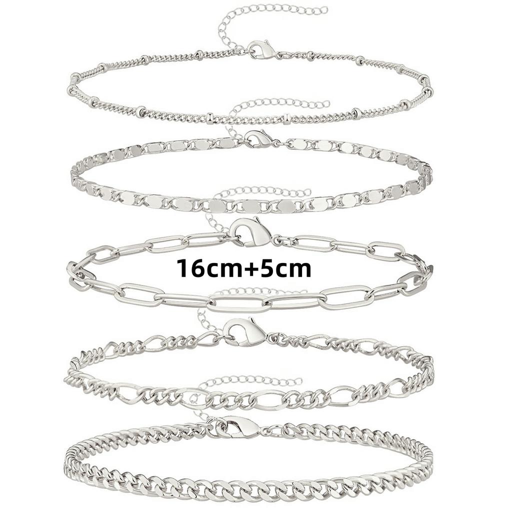 5pcs/Set Fashionable Multi-layer Chain Bracelets for Women Chain Bracelet Jewelry Set