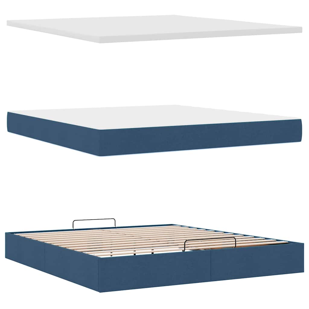 Ottoman Bed with Mattress Blue 160x200 Cm Fabric