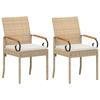 Garden Chairs 2 Pcs Beige and Cream White Poly Rattan and Acacia
