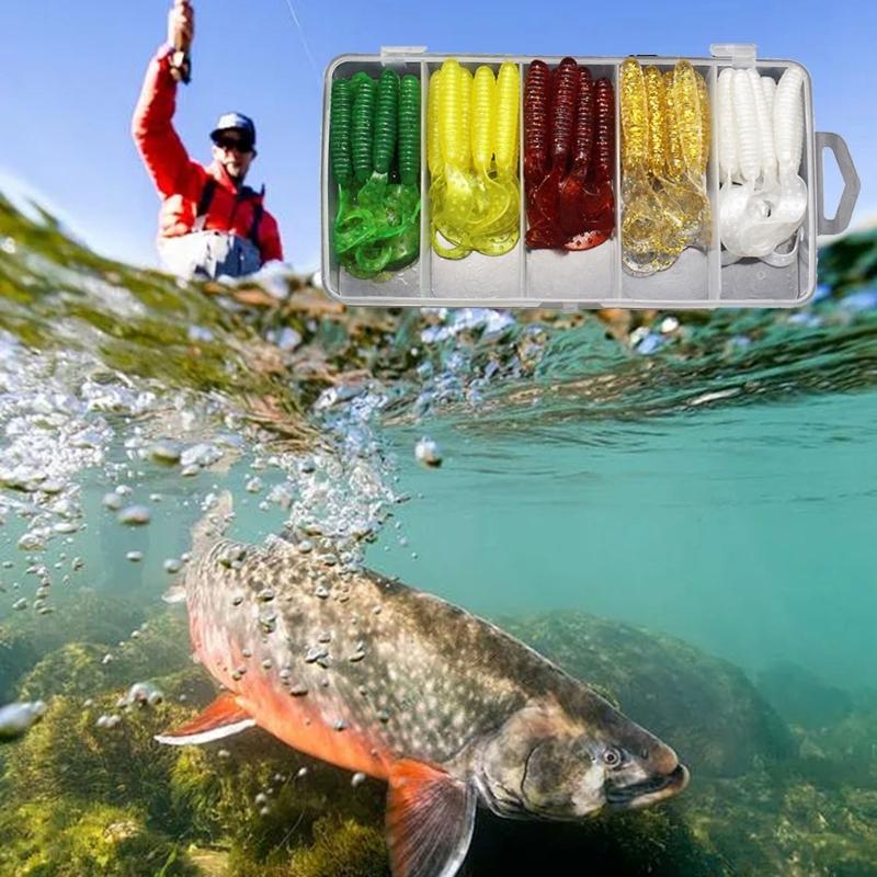 Soft Fishing Lures With Realistic Wiggling Action For Freshwaters Saltwater Basses Includes Tail Grubs