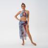 2024 Women's Sexy Slim-Fit Mesh Cover-Up Skirt Bikini Three-Piece European & American Swimwear Set