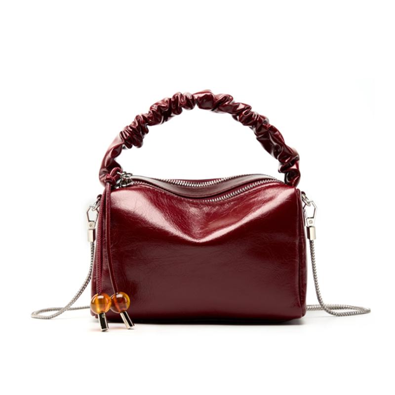 

Сумки через плечо из натуральной кожи с небольшой цепочкой для женщин, модные дизайнерские сумки с рюшами и ручками