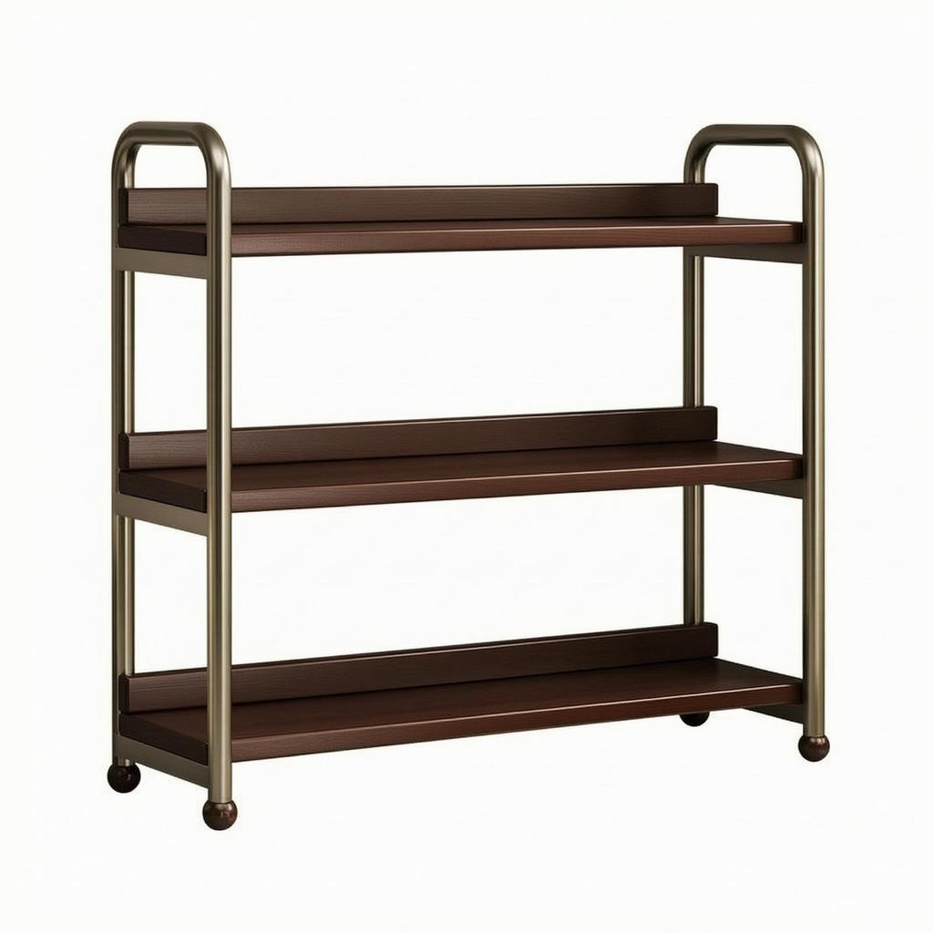 Three-Tier Storage Shelf Freestanding Desktop Organizer with Metal Frame