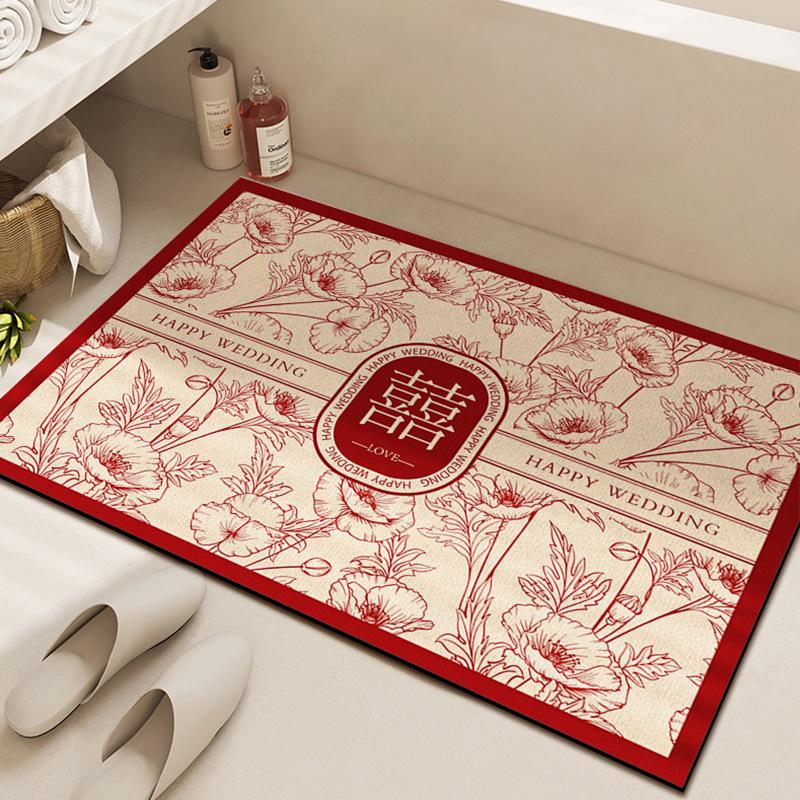 Red Diatomaceous Earth Bathroom & Entrance Mat - Water-Absorbent, Dirt & Wear Resistant