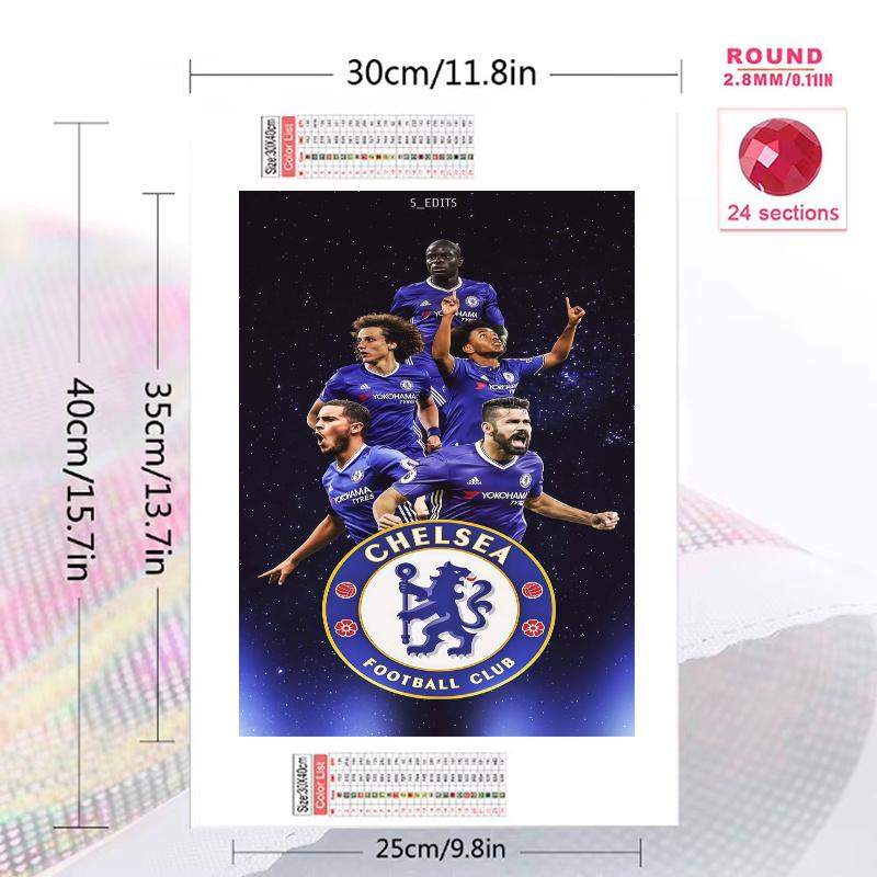 Chelsea FC 100% Round Full Drill 5D DIY Diamond Painting Embroidery Cross Stitch Rhinestone Décor