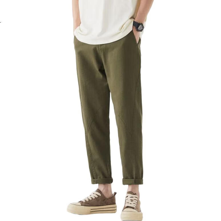 CLOR Pure Cotton American-Style Cargo Pants for Men, Spring And Summer Style, Trendy Loose Straight-Leg Trousers, Casual Pants CM04 Black Size M