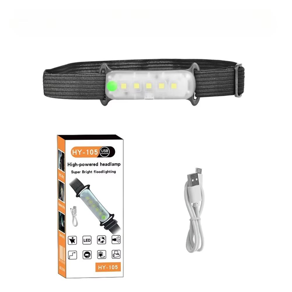 LED Headlamp USB Rechargeable 6 Lighting Modes with Built-in Battery Light For Outdoor Waterproof Camping Fishing Emergency Lamp