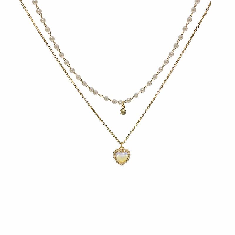 Chic Unique And Doublelayer Heart Necklace Womens Ideal Fashion