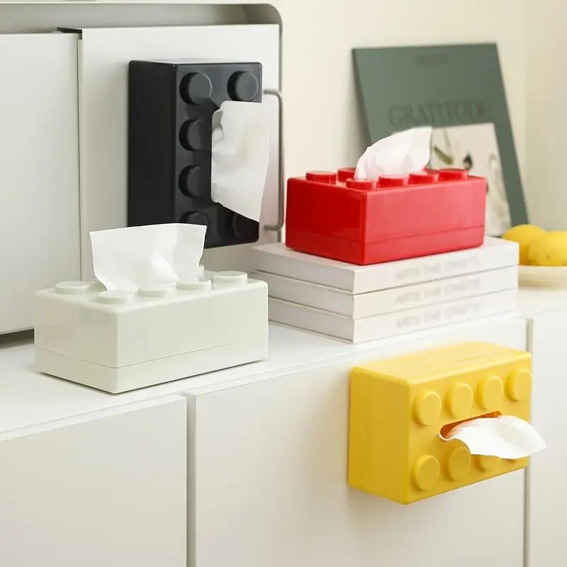 1ks Krabička na ubrousky Kreativní držák na kapesníky ve tvaru stavebnice Multifunkční domácí stolní úložný organizér na zeď