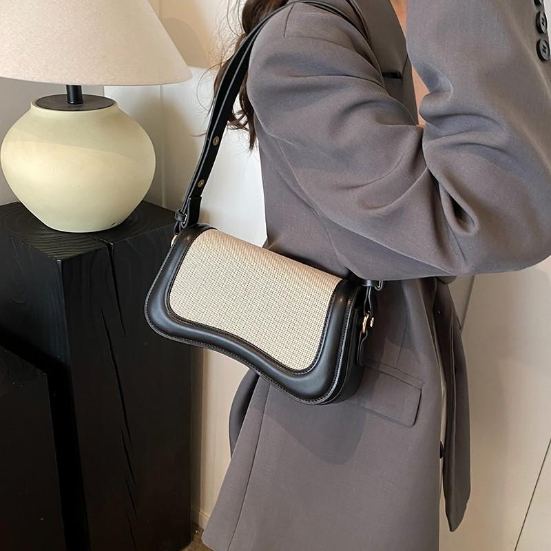 Women's Patchwork Textured Crossbody Bag - Spacious Mini Square Underarm Bag, Vintage-Inspired Hobo Purse for Trendy Retro Outfits