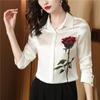 Spring Women Blouse Silk Shirts Office Ladies Floral Shirts Fashion Printed Tops