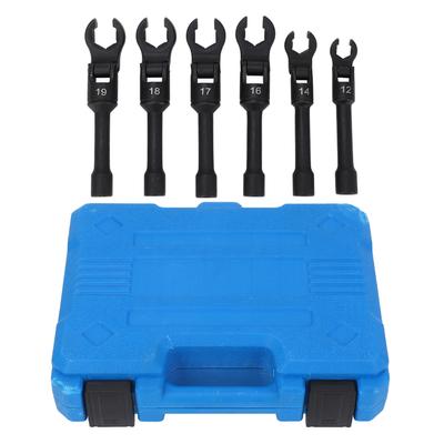 6PCS Crows Foot Wrench Set 1 2 Inch and 3 8 Inch Drives Metric 180 Degrees  Flexible Head Crowfoot Flare Nut Wrench Set