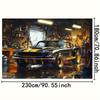 1 Piece of Retro Garage Car, Classic Sports Car Industrial Style Background Fabric, Personalized Room Wall Stunning Design