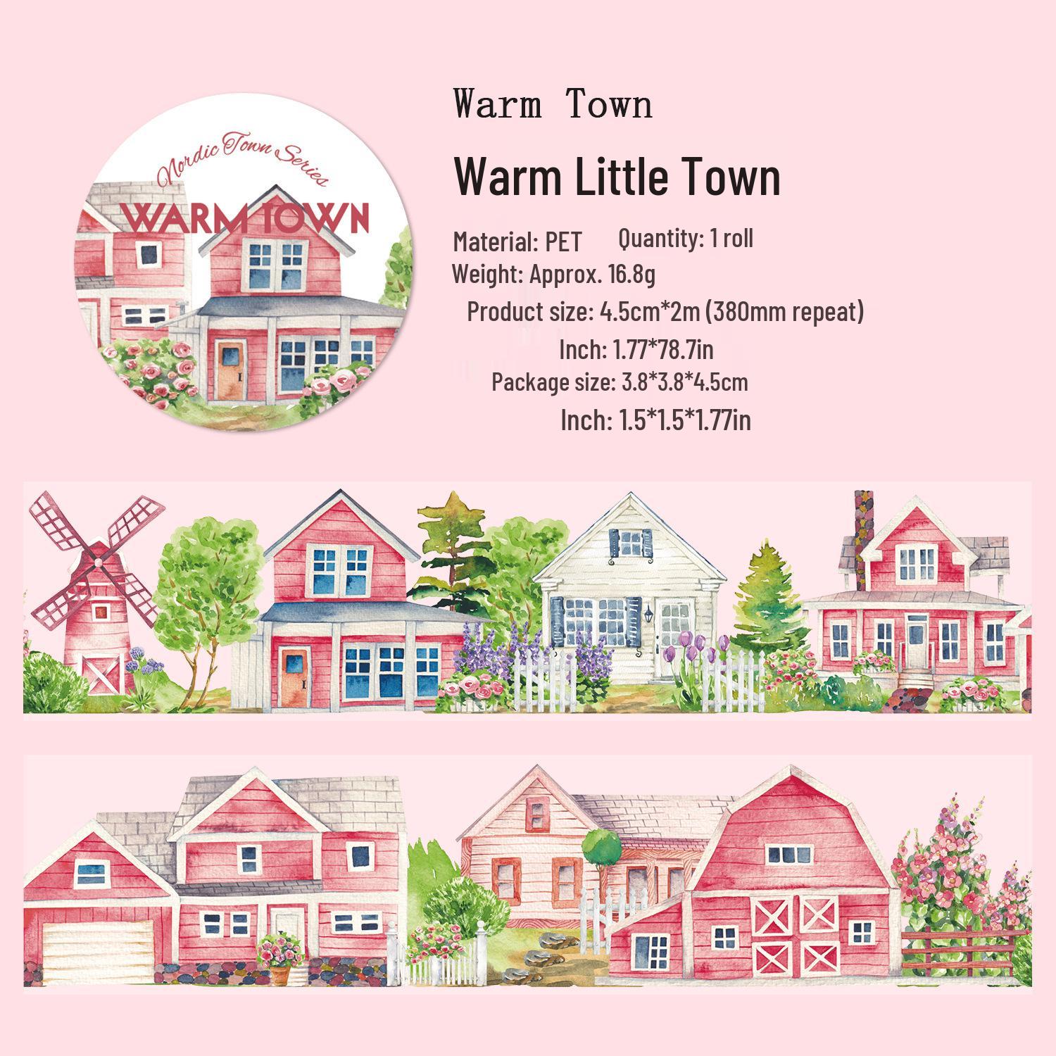 Gugu Forest Nordic Town Retro European & American Scenery PET Journaling Tape for Collage