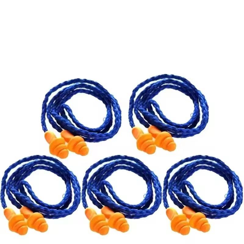 Corded Ear Plugs Reusable Silicone Earplugs with String Banded Earbuds for Sleeping Studying Swimming Noise Cancelling Eartips