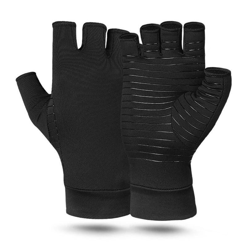 Copper Fiber Pressure Half Finger Training Gloves Copper Ion Net Smell Silicone Non-Slip Half Finger Sports Gloves Protective Gear